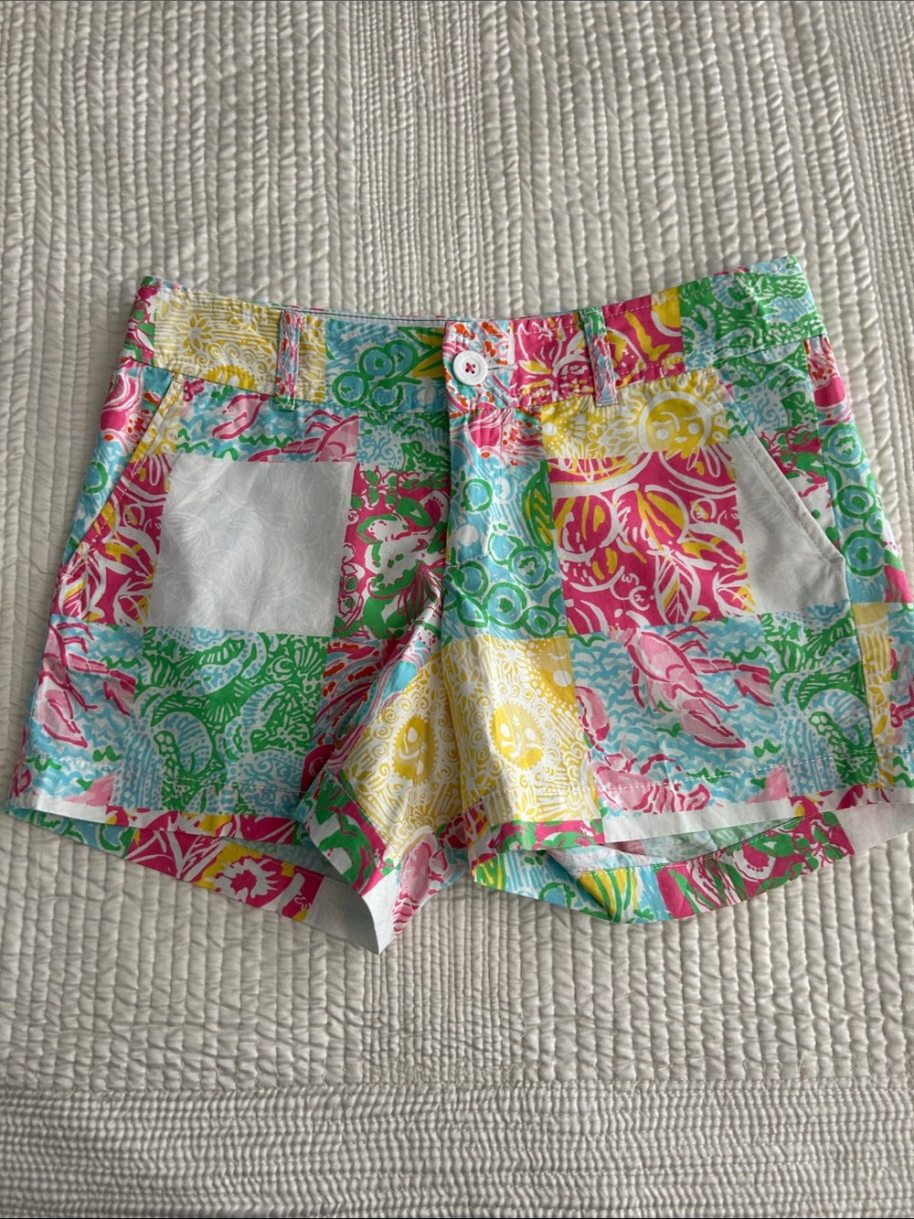 Lilly Pulitzer Callahan Short.  Floral Cotton Shorts - Pink, Green, Yellow